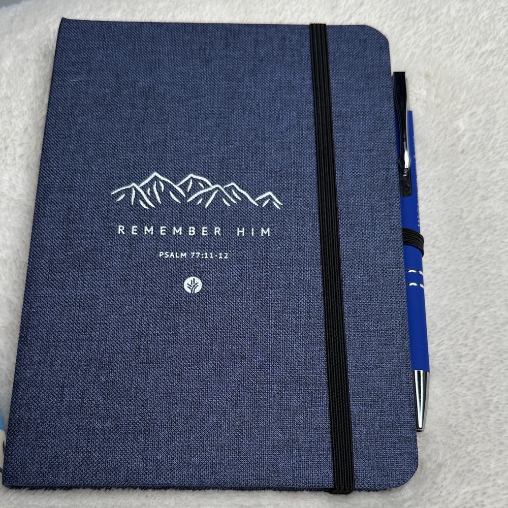 Psalm 77:11-12 Remember HIM Prayer Journal & Proverbs Pen & Two Sided Bookmark